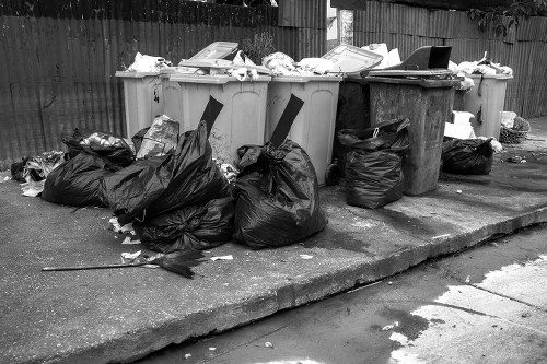 Recycling bins in a commercial street in Eltham